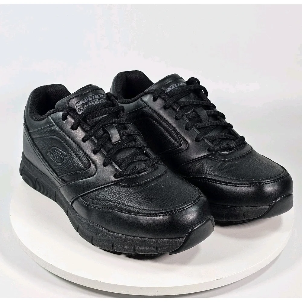 New Skechers Nampa-Wyola Black Food Service Shoe Women's 8 Non Slip Memory Foam